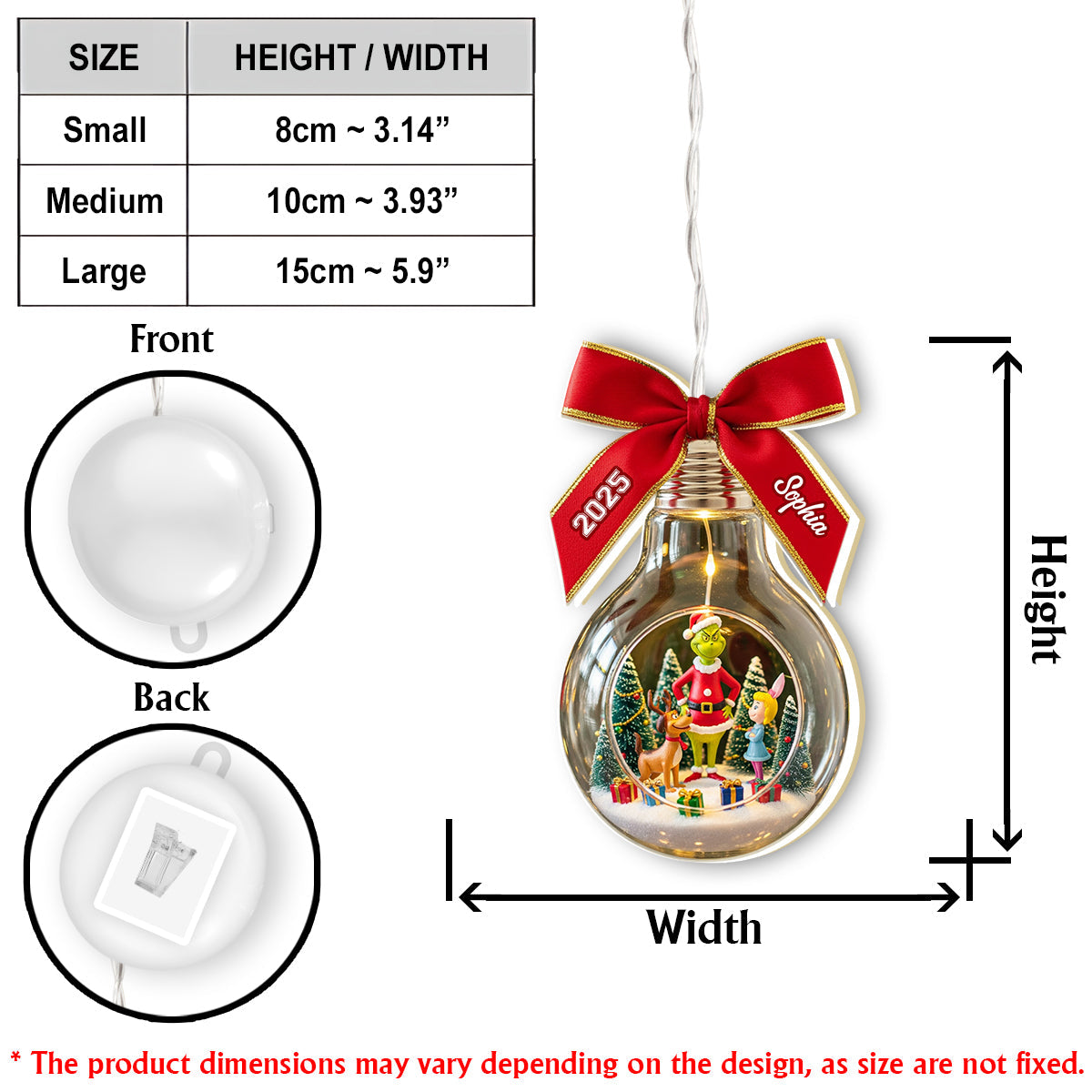 Merry Grinchmas - Personalized Stole Christmas LED Light Ornament