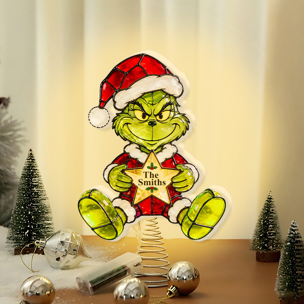 Merry Christmas - Personalized Stole Christmas LED Light Tree Topper