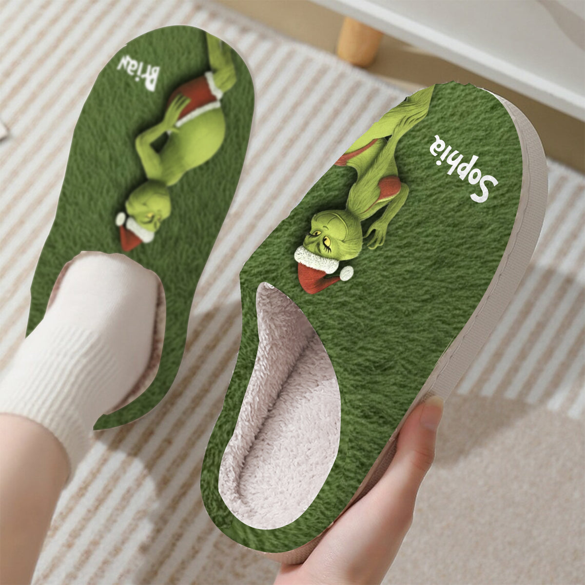 Green Monster Christmas Movie - Personalized Stole Christmas Slippers