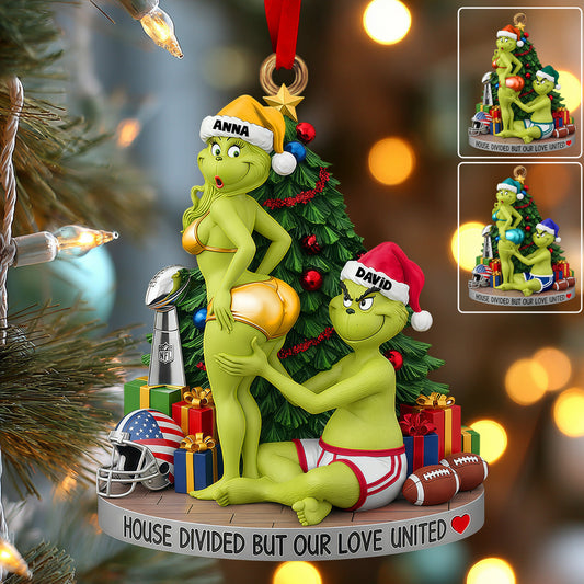 Green Monster Couple - Personalized Stole Christmas Ornament