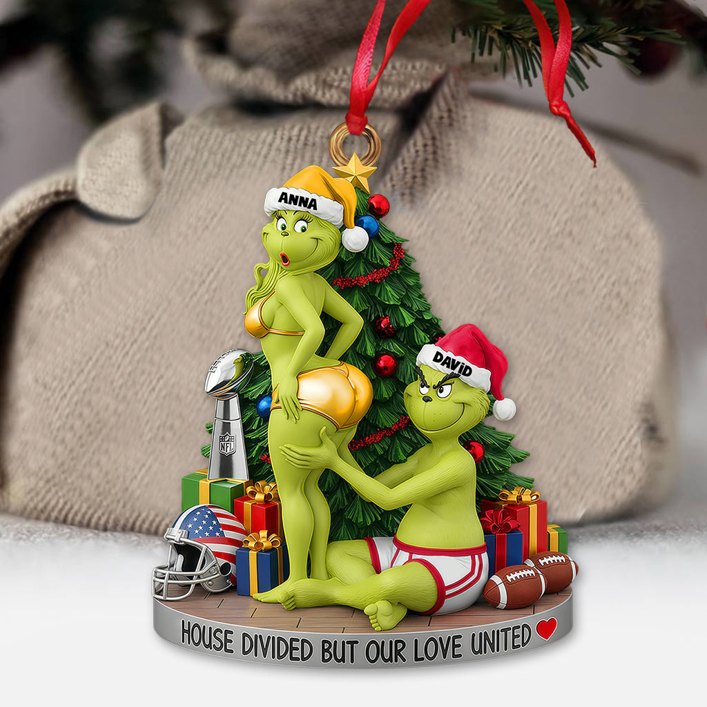 Couple de monstres verts - Ornement de Noël personnalisé avec étole