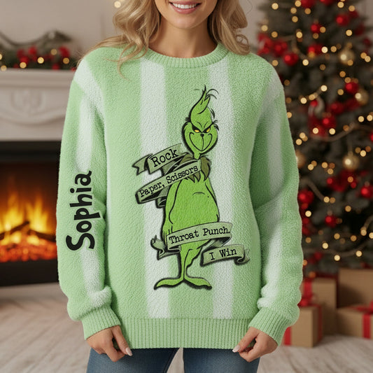 Rock Paper Scissors - Personalized Stole Christmas Ugly Sweater
