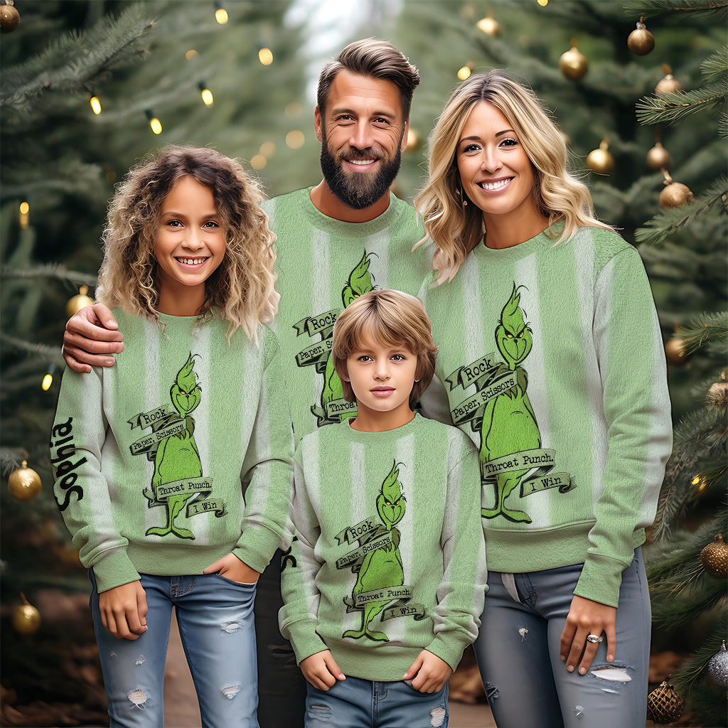 Rock Paper Scissors - Personalized Stole Christmas Ugly Sweater