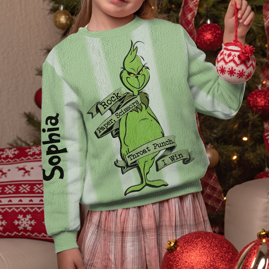 Rock Paper Scissors - Personalized Stole Christmas Ugly Sweater