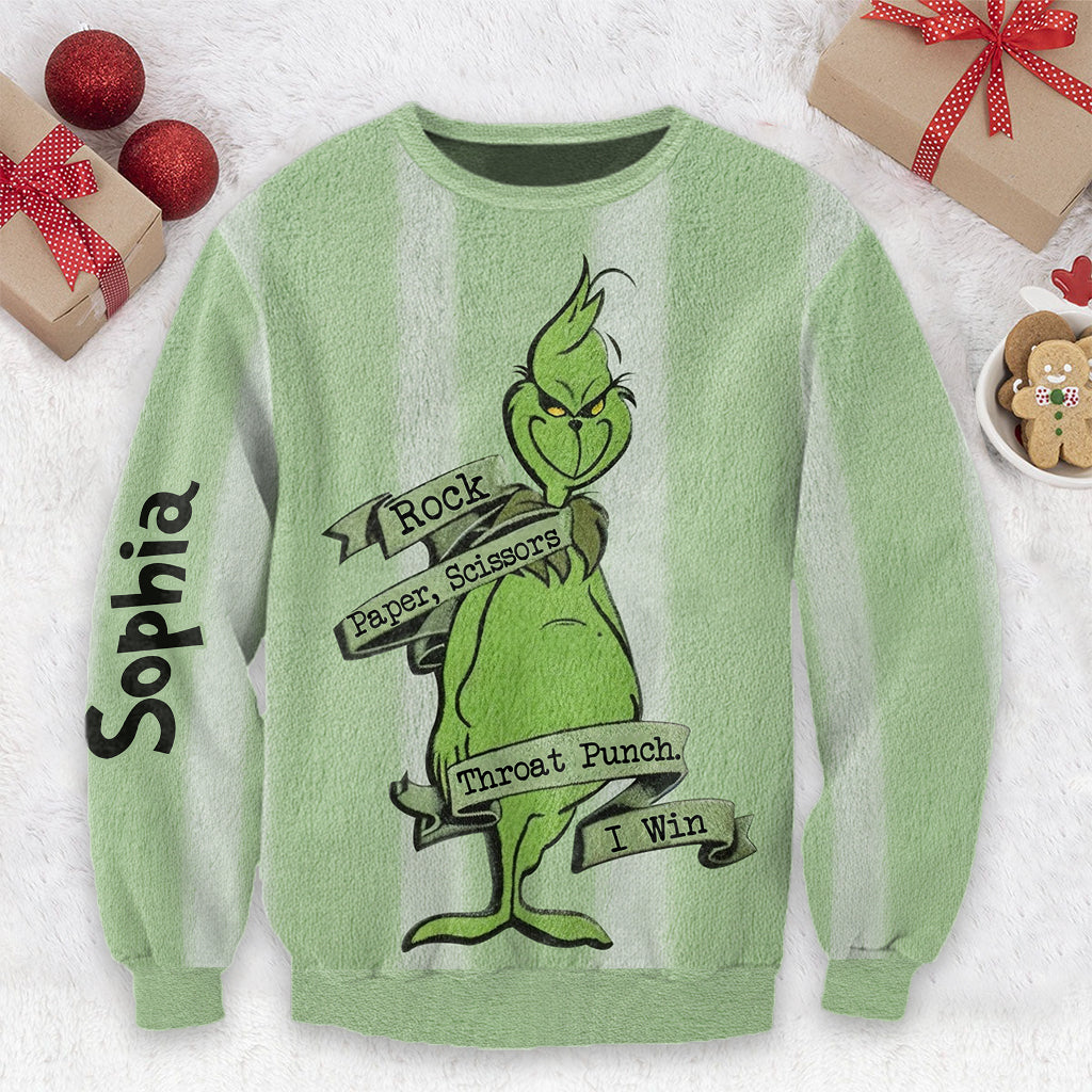 Rock Paper Scissors - Personalized Stole Christmas Ugly Sweater