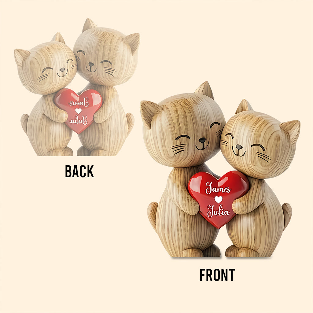 Couple de chats mignons - Plaque acrylique personnalisée en forme de chat