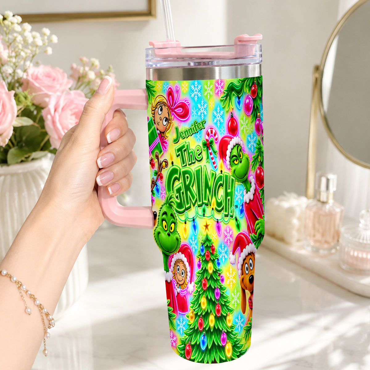 It's Time - Personalized Stole Christmas Tumbler With Plush Charm