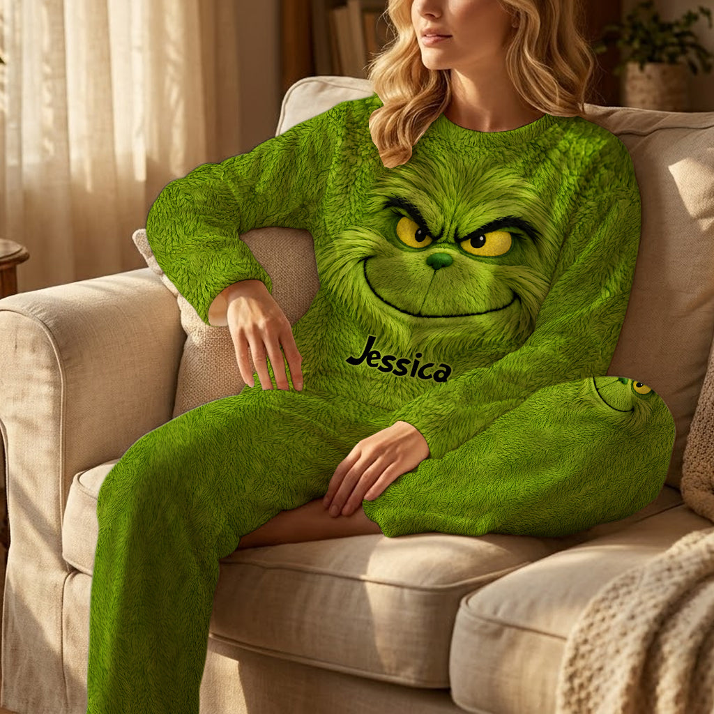 Merry Grinchmas - Personalized Stole Christmas Fleece Lounge Set