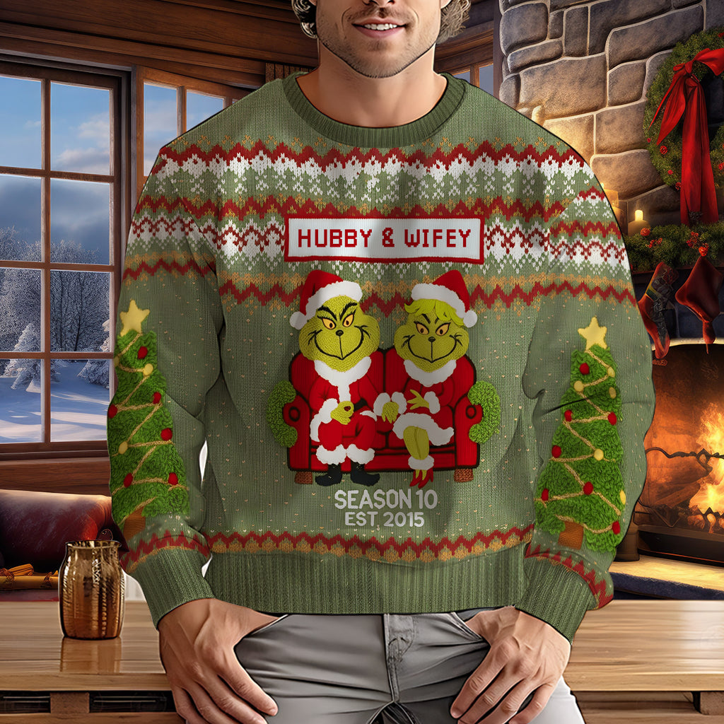 Hubby & Wifey Holiday - Personalized Stole Christmas Ugly Sweater