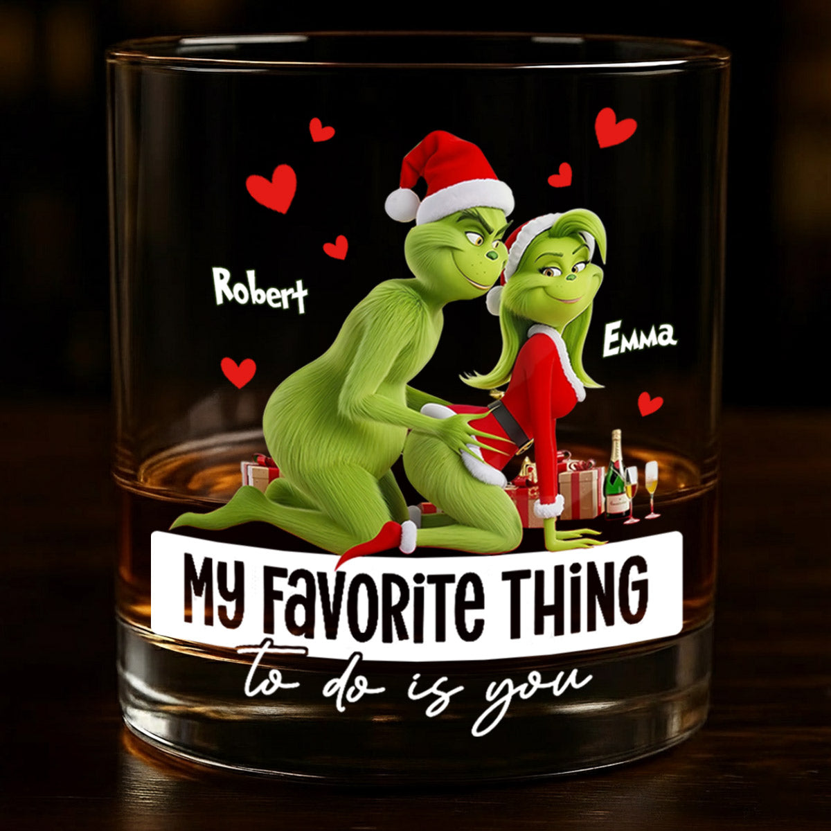 « Ce que je préfère faire, c'est toi », cadeau humoristique pour lui/mari/petit ami… - Verre à whisky de Noël personnalisé avec étole