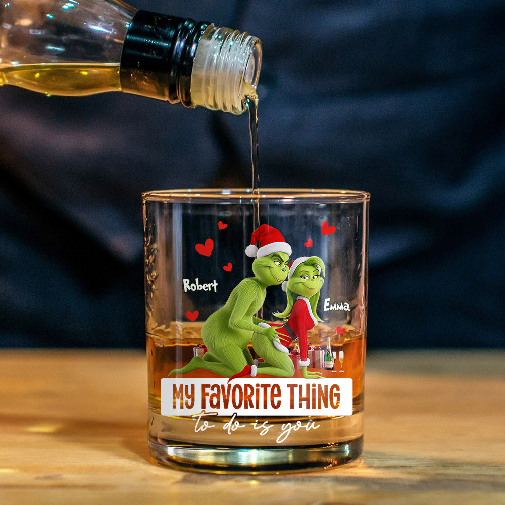« Ce que je préfère faire, c'est toi », cadeau humoristique pour lui/mari/petit ami… - Verre à whisky de Noël personnalisé avec étole