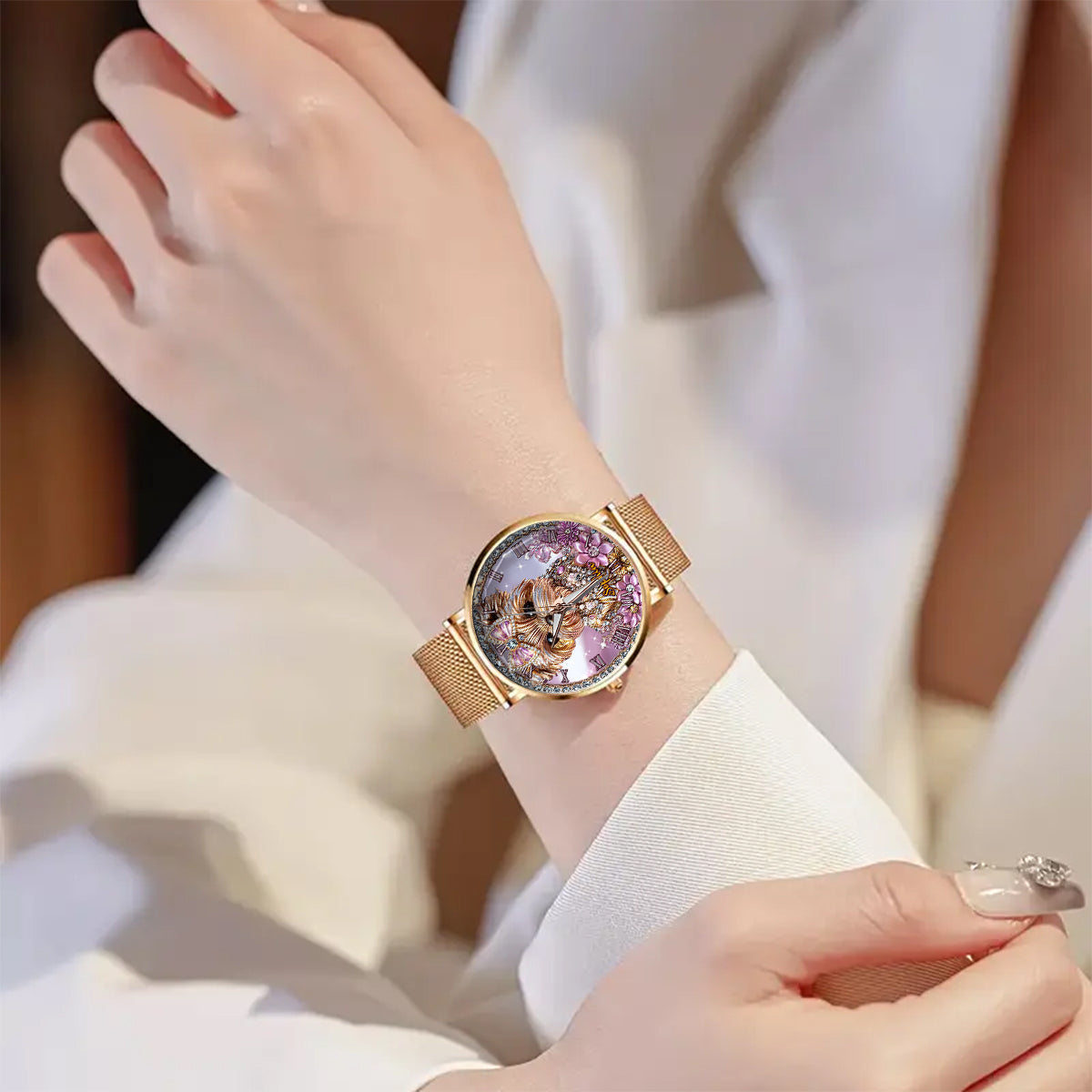 Amoureux du Yorkshire Terrier - Montre-bracelet personnalisée pour femme avec un chien 