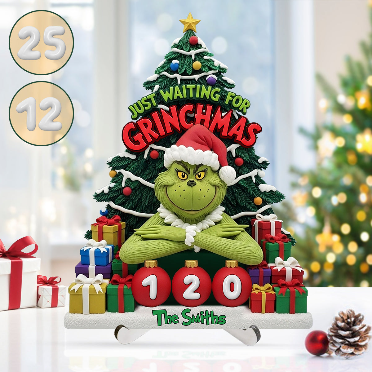Just Waiting For Grinchmas - Personalized Stole Christmas Interchangeable Plaque