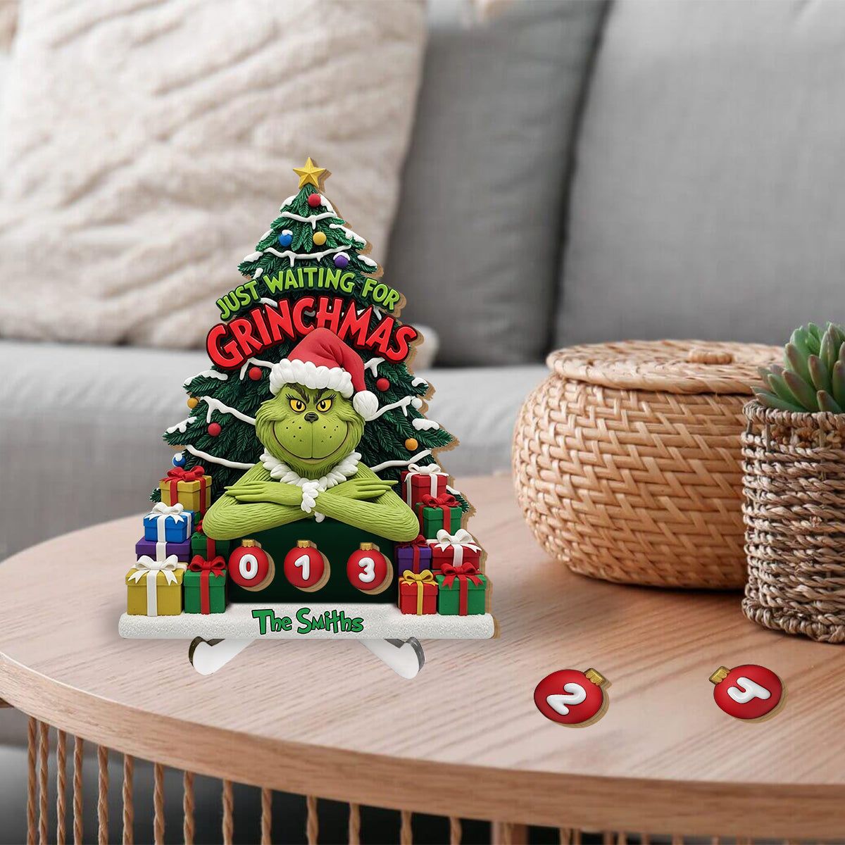 Just Waiting For Grinchmas - Personalized Stole Christmas Interchangeable Plaque