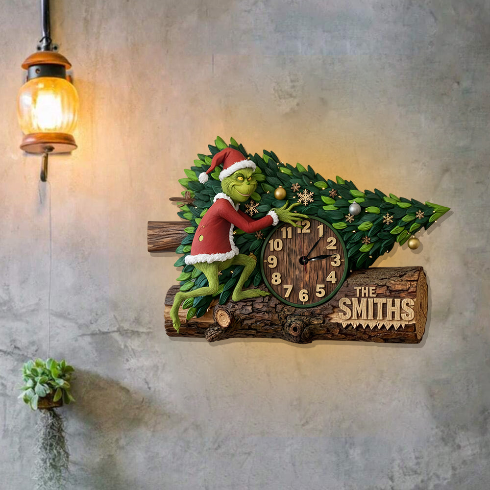 Stole the Tree and the Time - Personalized Stole Christmas LED Light Wall Clock