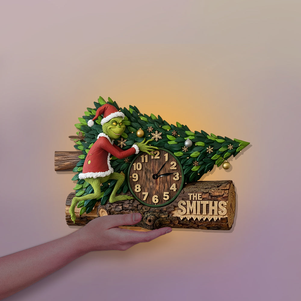 Stole the Tree and the Time - Personalized Stole Christmas LED Light Wall Clock