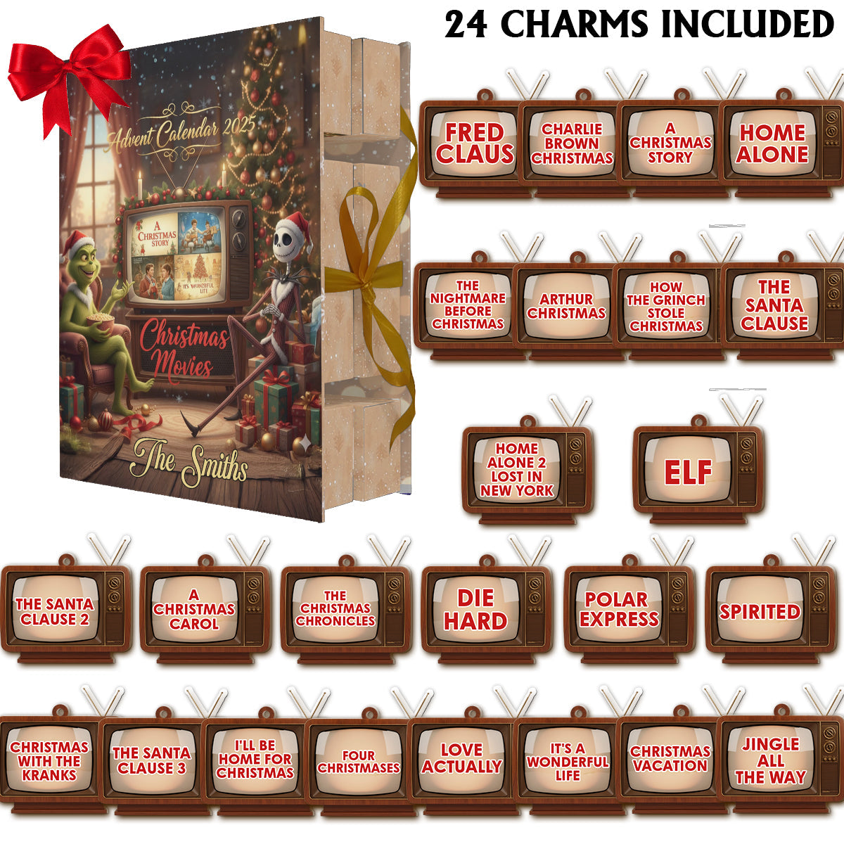 Christmas Movies - Personalized Stole Christmas Folded Advent Calendar With Ornaments