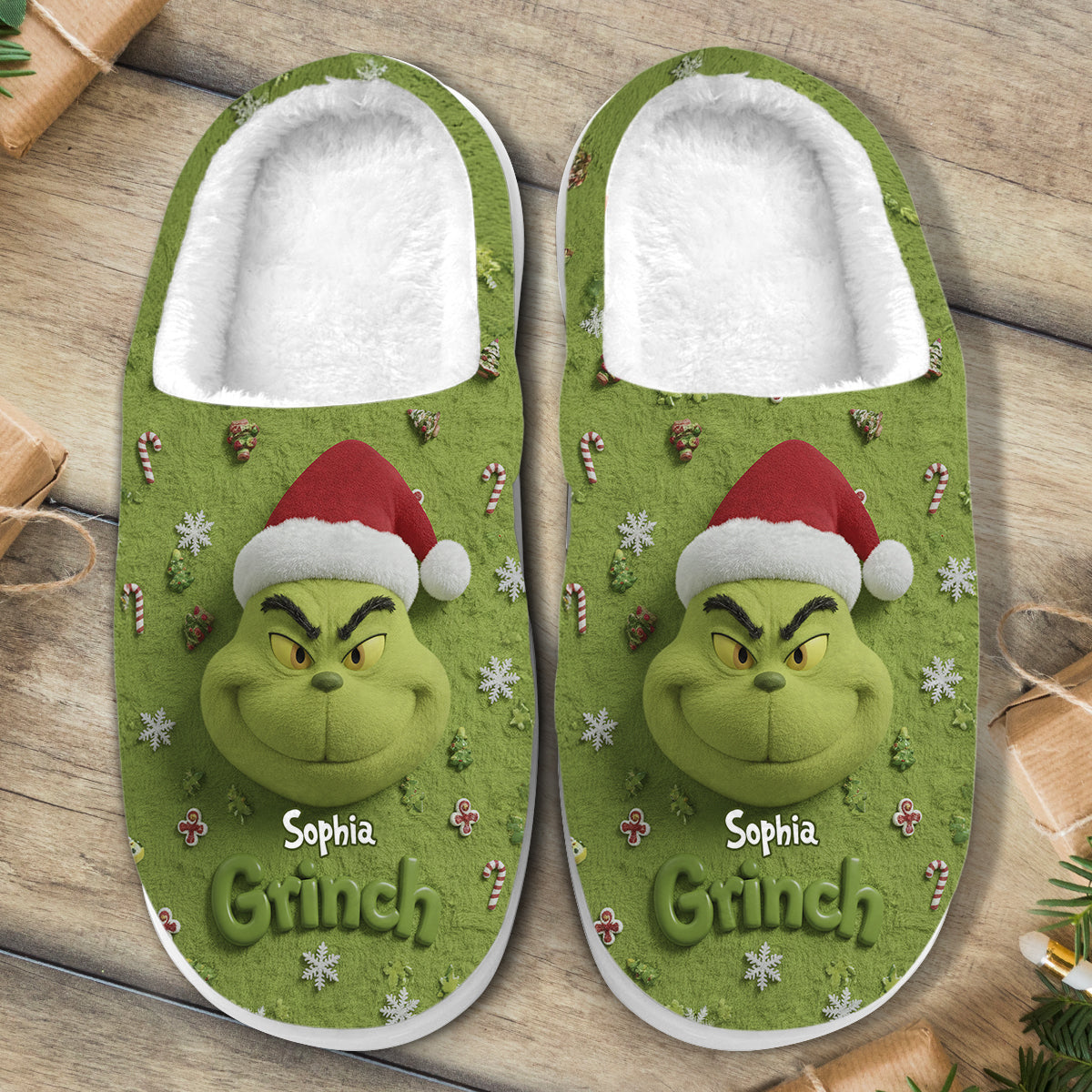 Merry Grinchmas - Personalized Stole Christmas Slippers