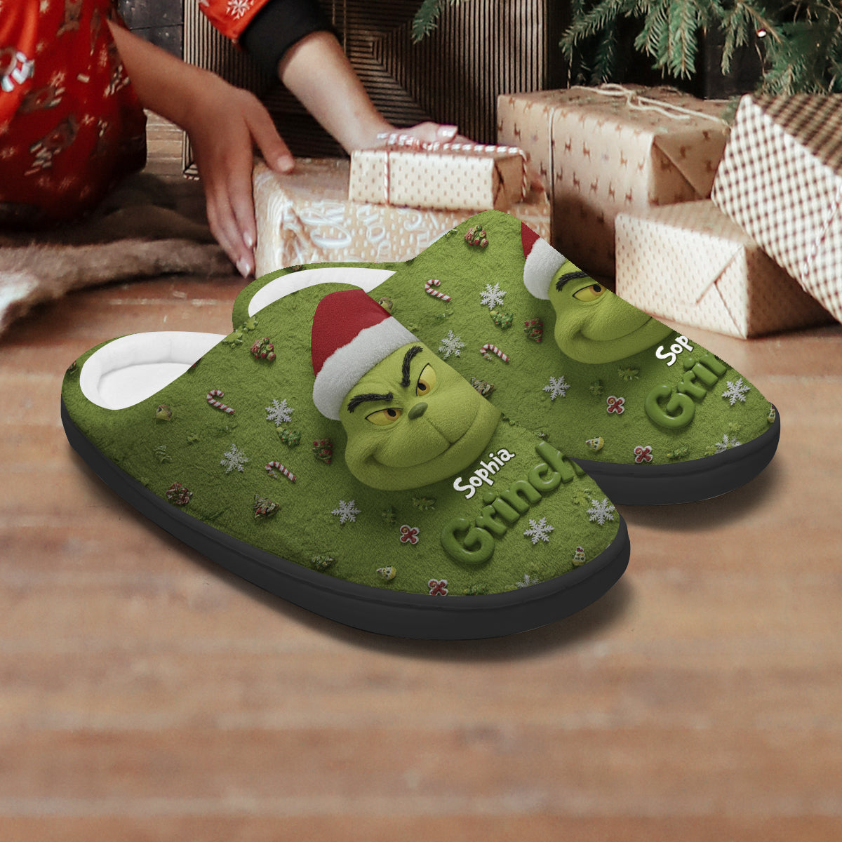 Merry Grinchmas - Personalized Stole Christmas Slippers