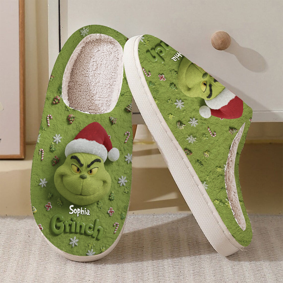 Merry Grinchmas - Personalized Stole Christmas Slippers