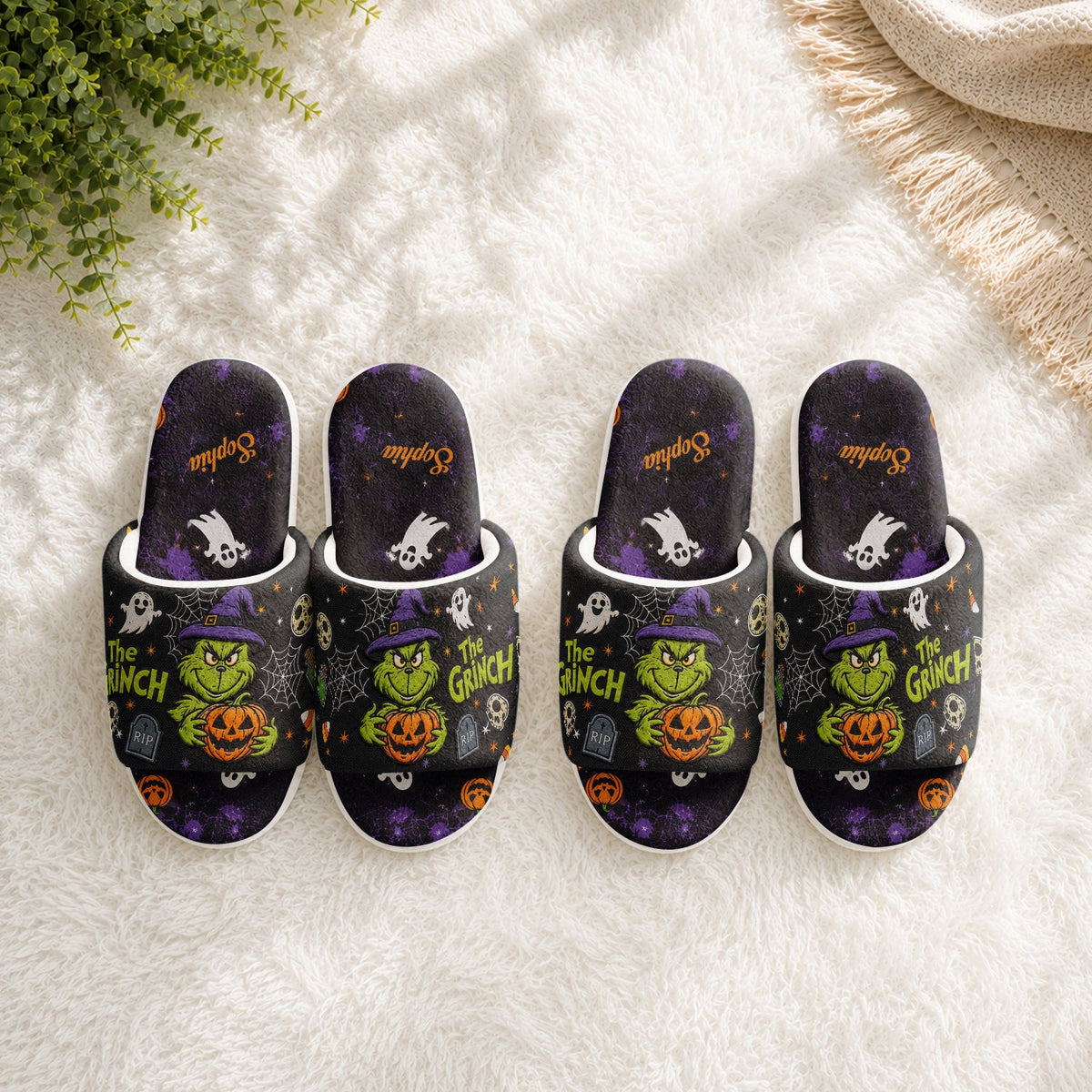 Halloween Mean Guy - Personalized Stole Christmas Open-Toe Slippers