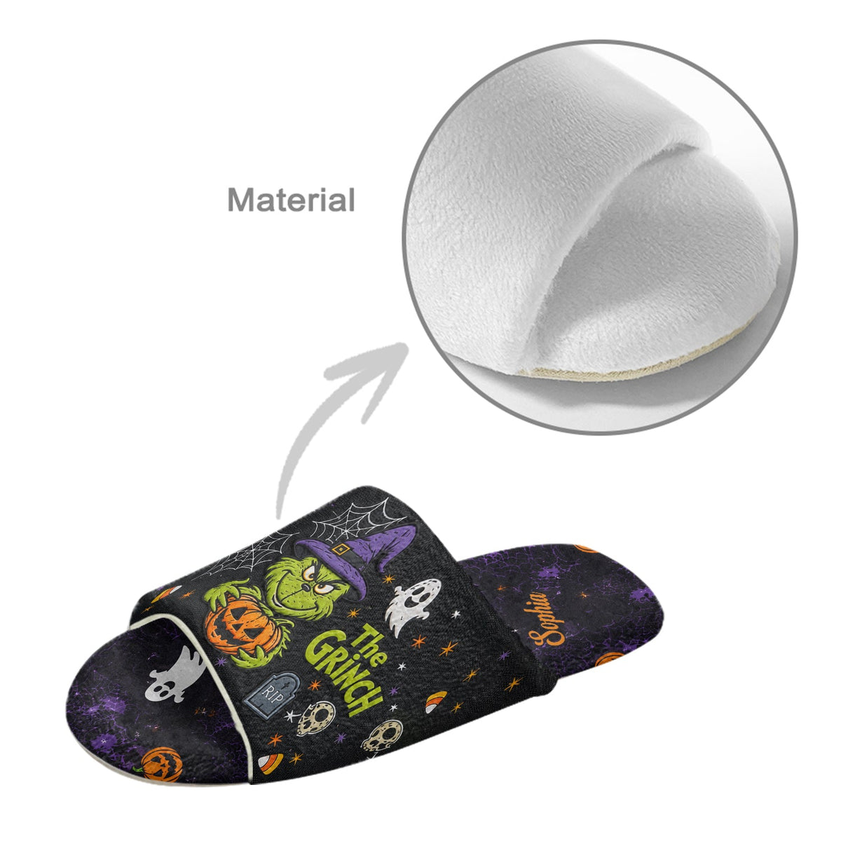 Halloween Mean Guy - Personalized Stole Christmas Open-Toe Slippers