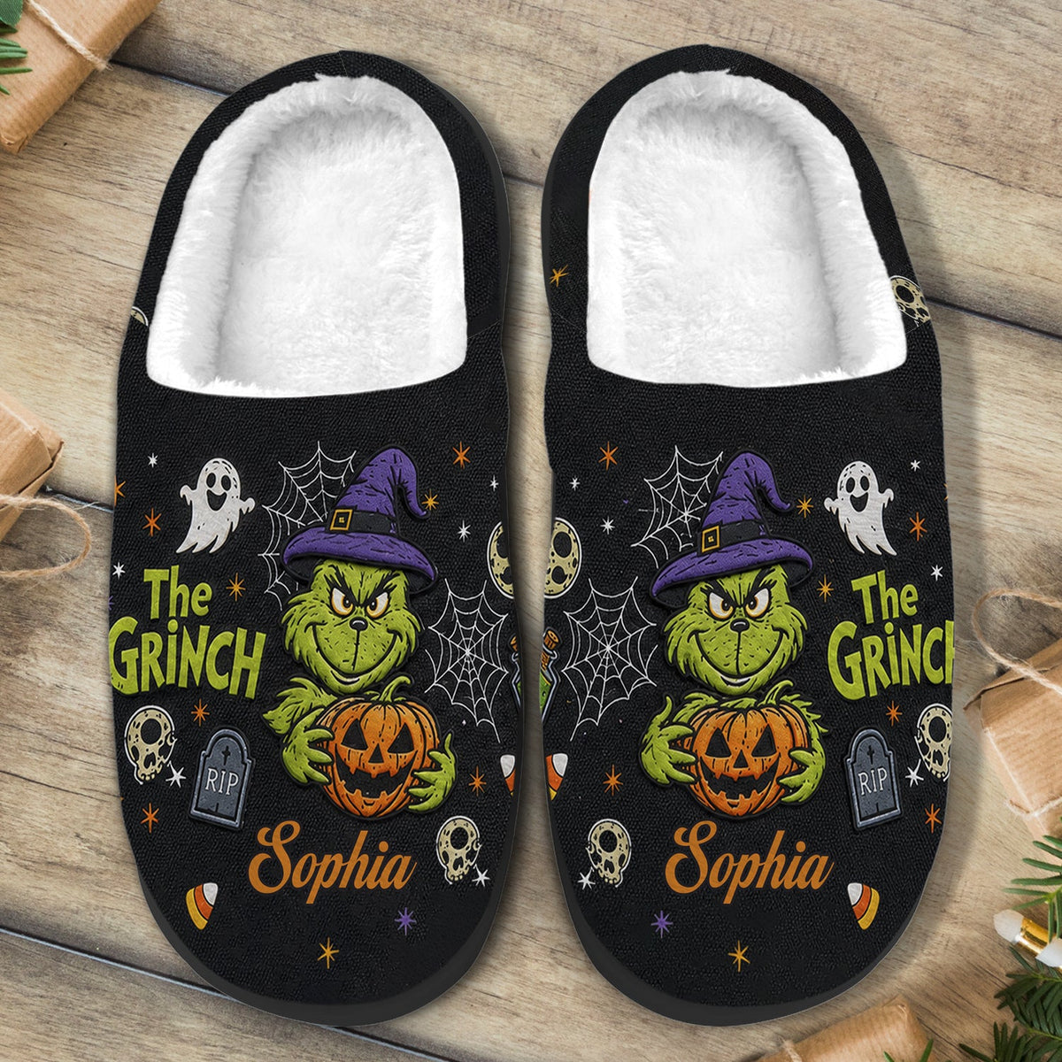 Halloween Mean Guy - Personalized Stole Christmas Open-Toe Slippers