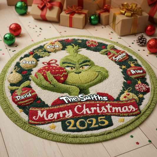 Merry Greenmas - Personalized Stole Christmas Round Rug