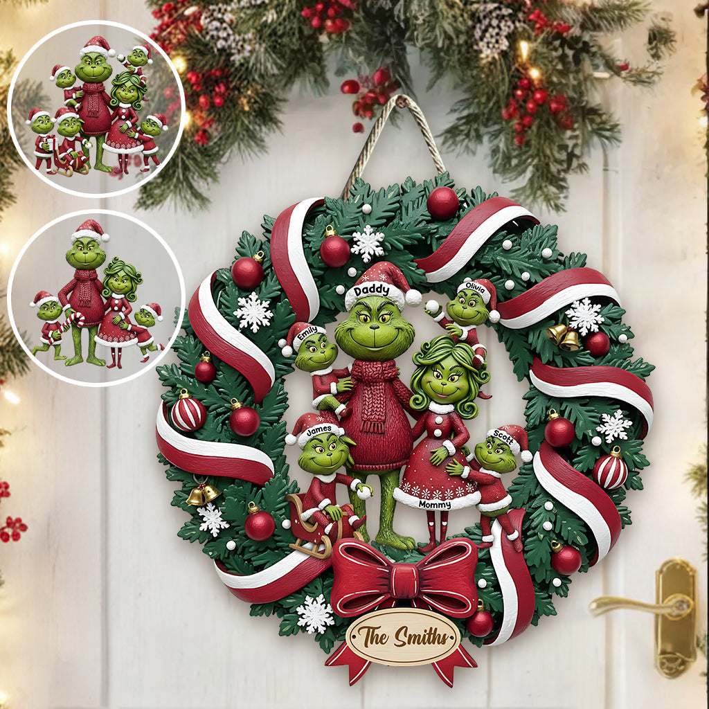 Funny Green Family - Personalized Stole Christmas Custom Shaped Wood Sign