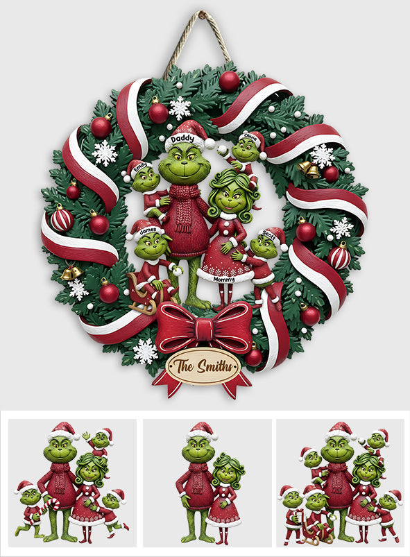 Funny Green Family - Personalized Stole Christmas Custom Shaped Wood Sign