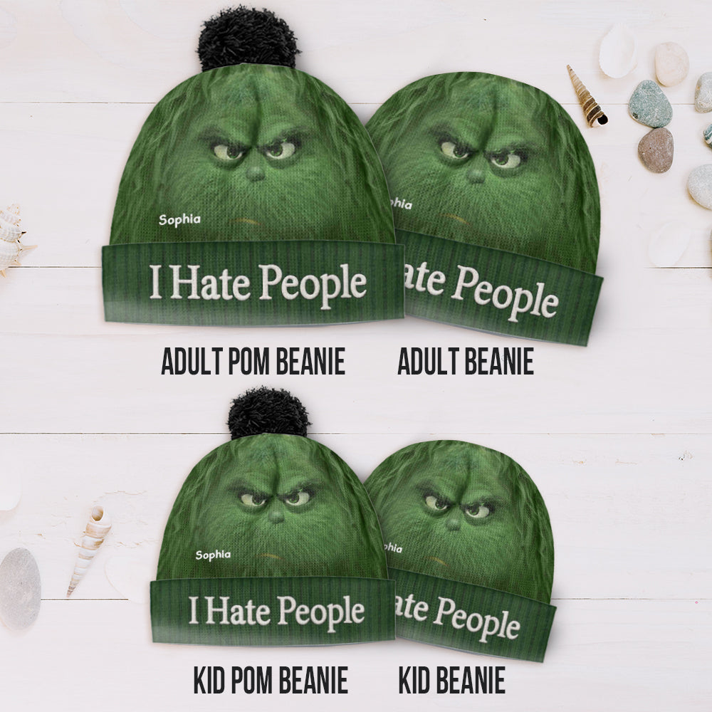 Je déteste les gens - Grinchmas - Bonnet de Noël personnalisé avec étole