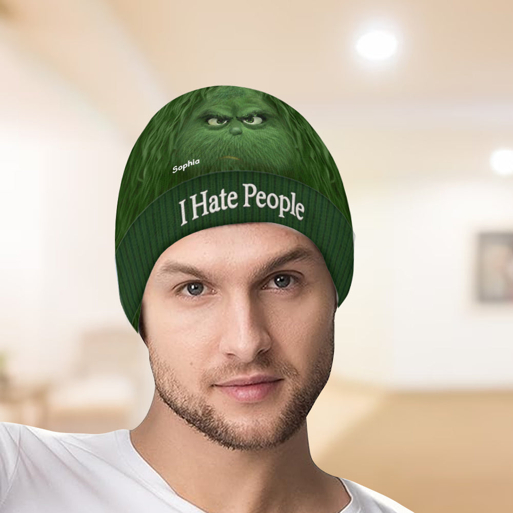 Je déteste les gens - Grinchmas - Bonnet de Noël personnalisé avec étole