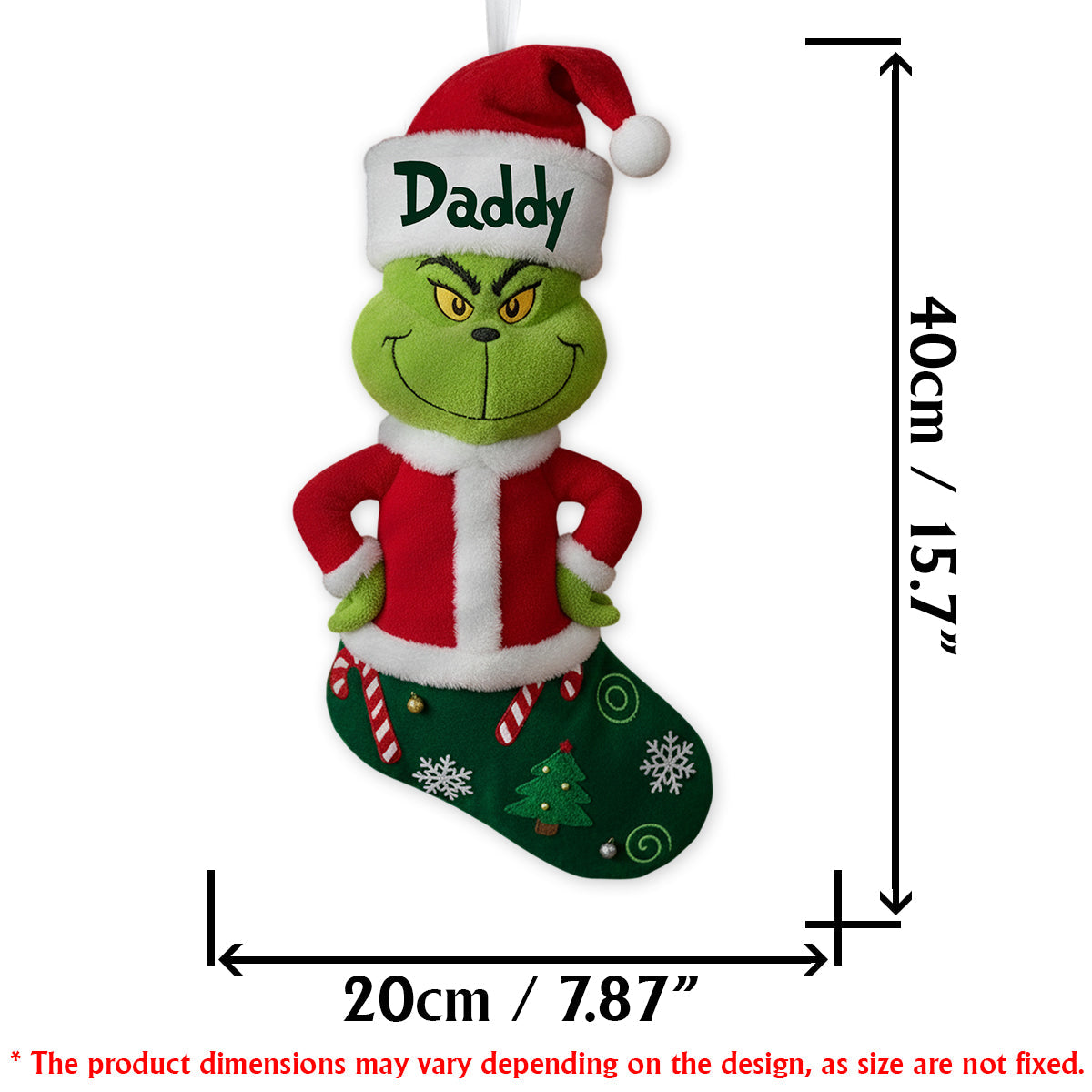 Family Gift Merry Grinchmas - Personalized Stole Christmas Shaped Christmas Stocking