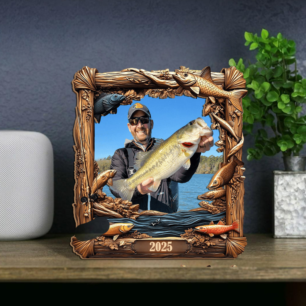 Souvenirs de pêche - Cadre photo personnalisé en forme de pêche