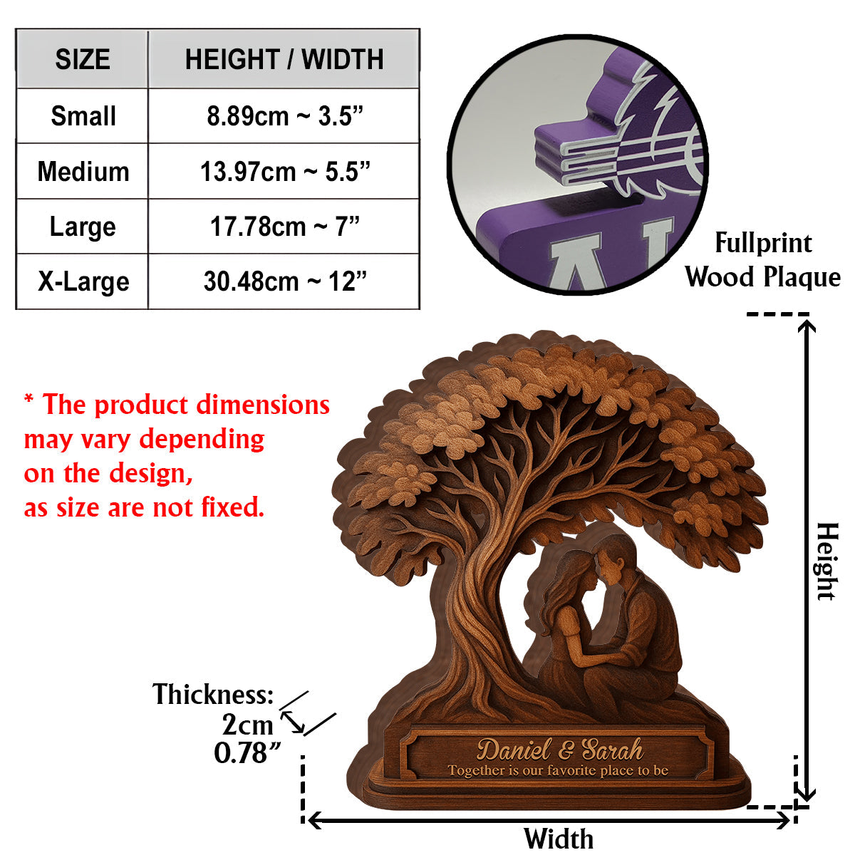 Être ensemble est notre bonheur préféré - Plaque en bois personnalisée pour couple