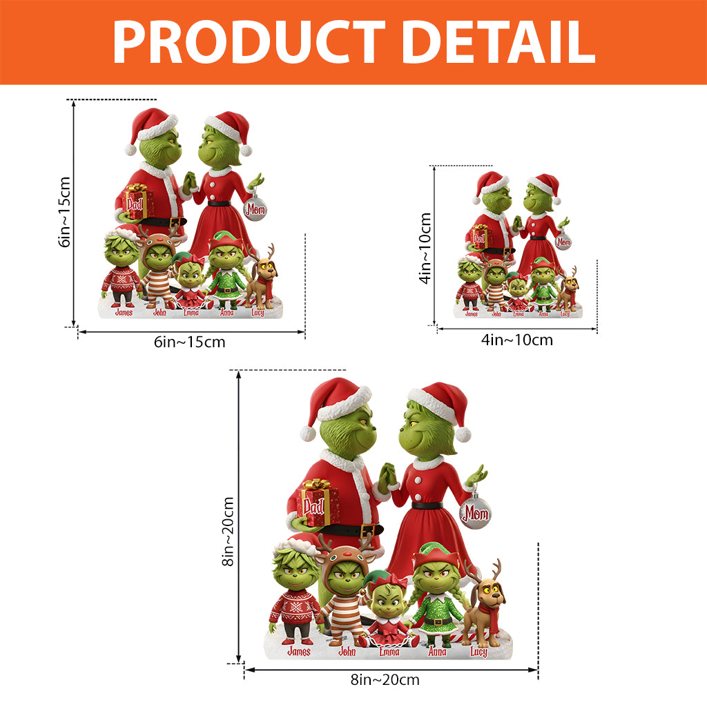 Cadeau familial Joyeux Grinchmas - Étole de Noël personnalisée sur plaque acrylique en forme personnalisée