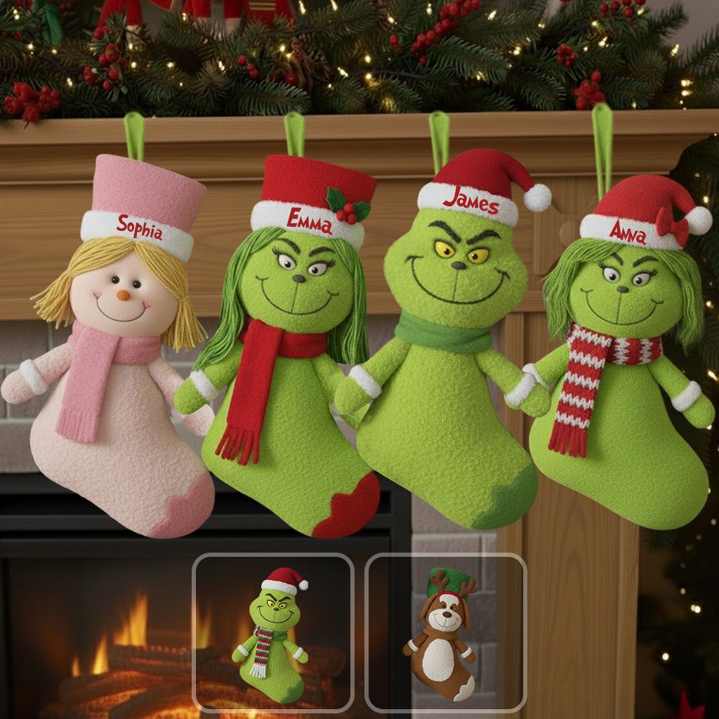 Merry Greenmas - Personalized Stole Christmas Shaped Christmas Stocking