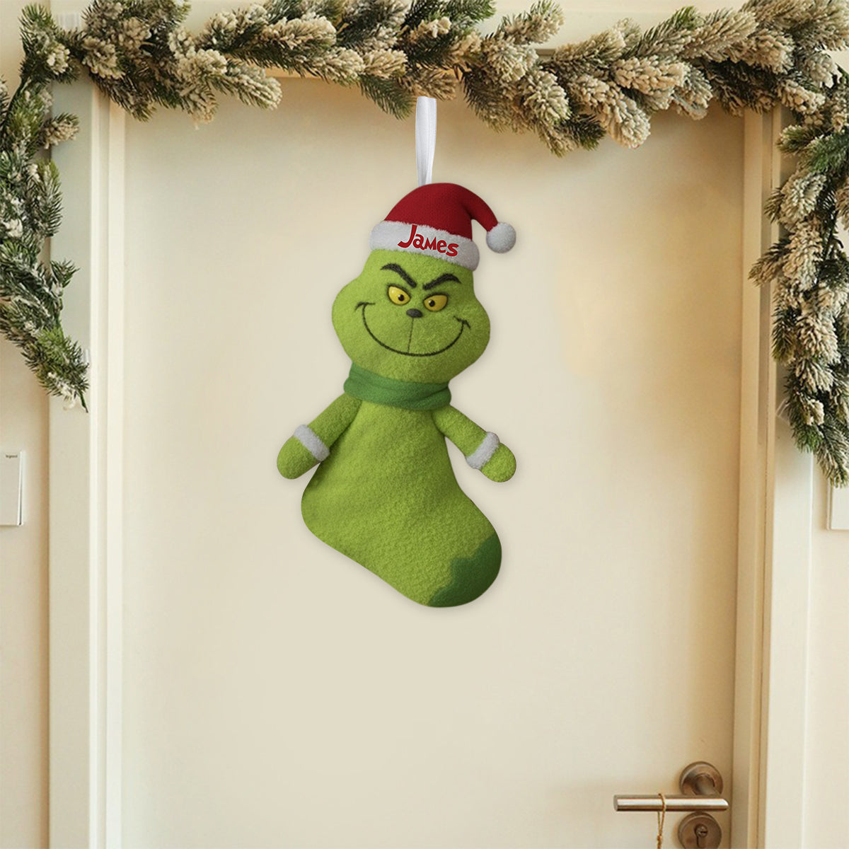 Merry Greenmas - Personalized Stole Christmas Shaped Christmas Stocking