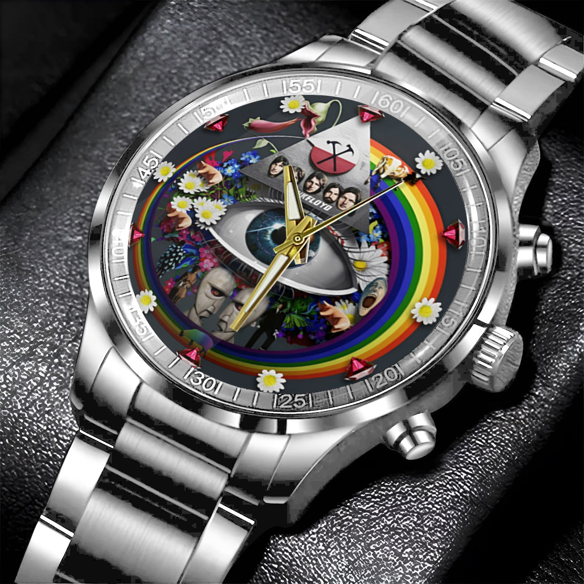 Pink Fl Rock Band - 60e anniversaire - Montre à aiguilles The Prism personnalisée
