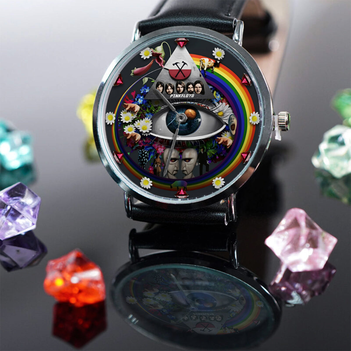Pink Fl Rock Band - 60e anniversaire - Montre à aiguilles The Prism personnalisée
