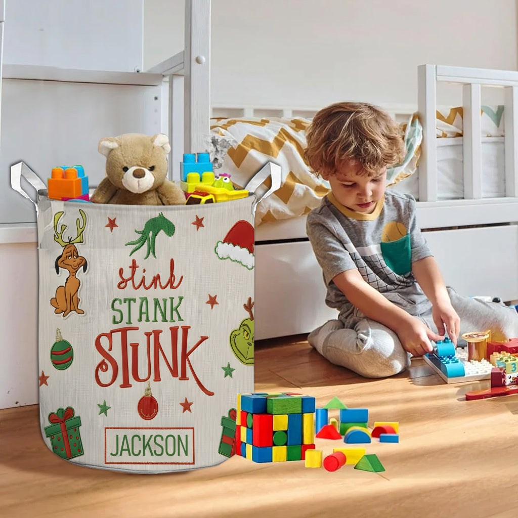 Stink Stank Stunk - Personalized Stole Christmas Storage Basket