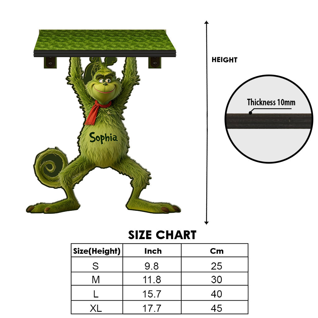 Merry Grinchmas - Personalized Stole Christmas Wooden Floating Shelf