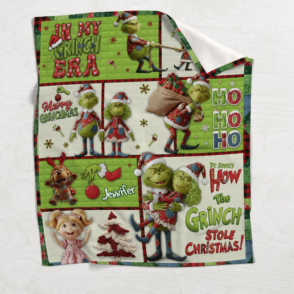 Couverture de Noël personnalisée avec le Grinch, le monstre du film classique de Noël