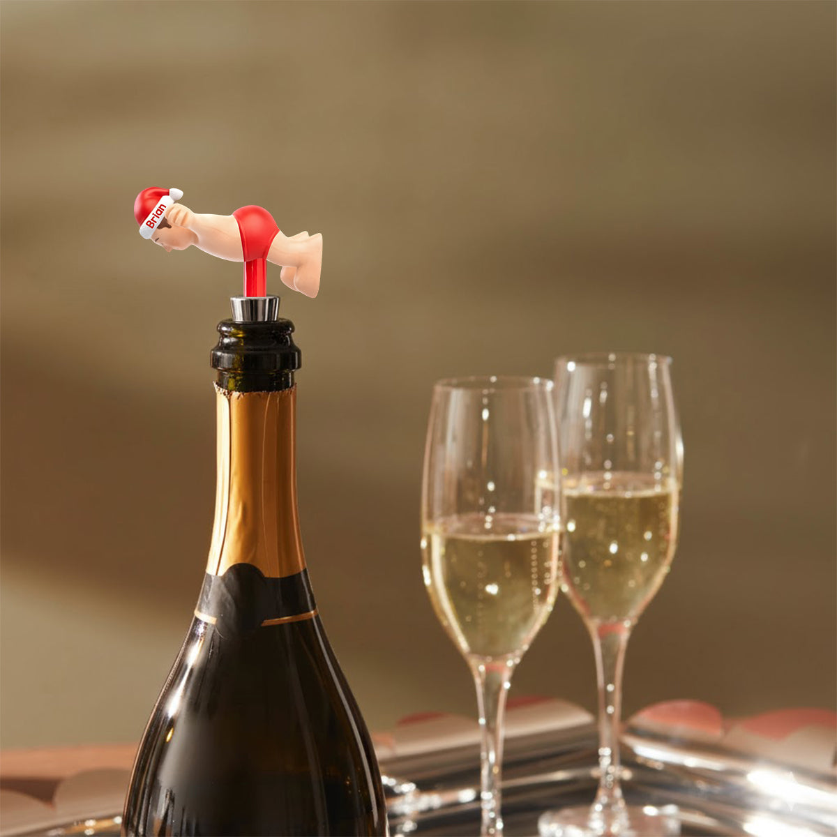 Noël coquin - Le cadeau de Noël idéal pour lui - Bouchon de bouteille personnalisé avec étole de Noël