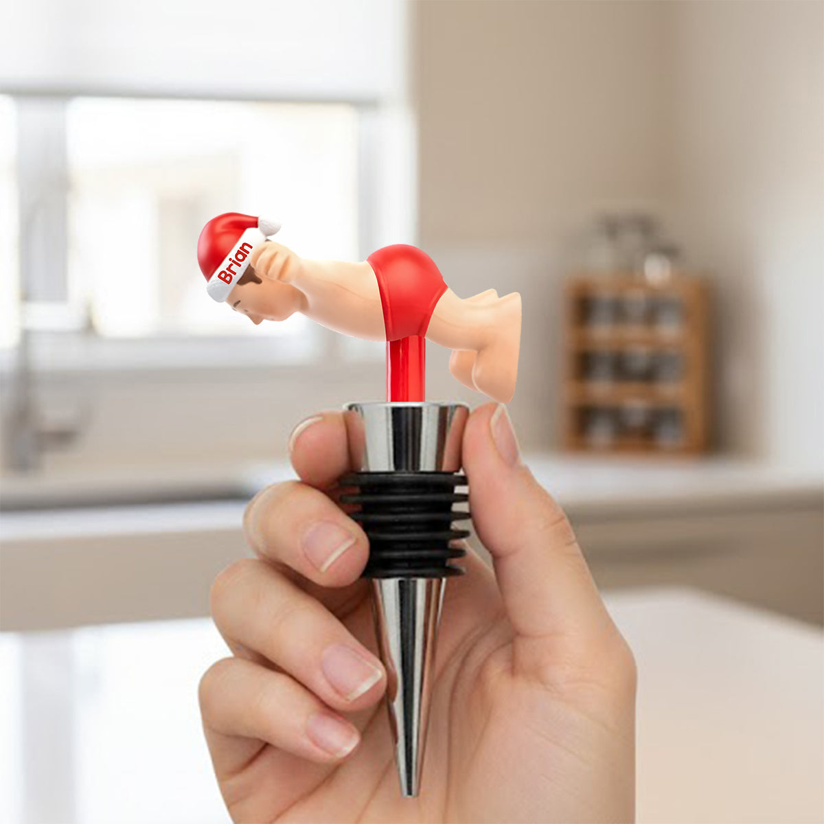 Noël coquin - Le cadeau de Noël idéal pour lui - Bouchon de bouteille personnalisé avec étole de Noël