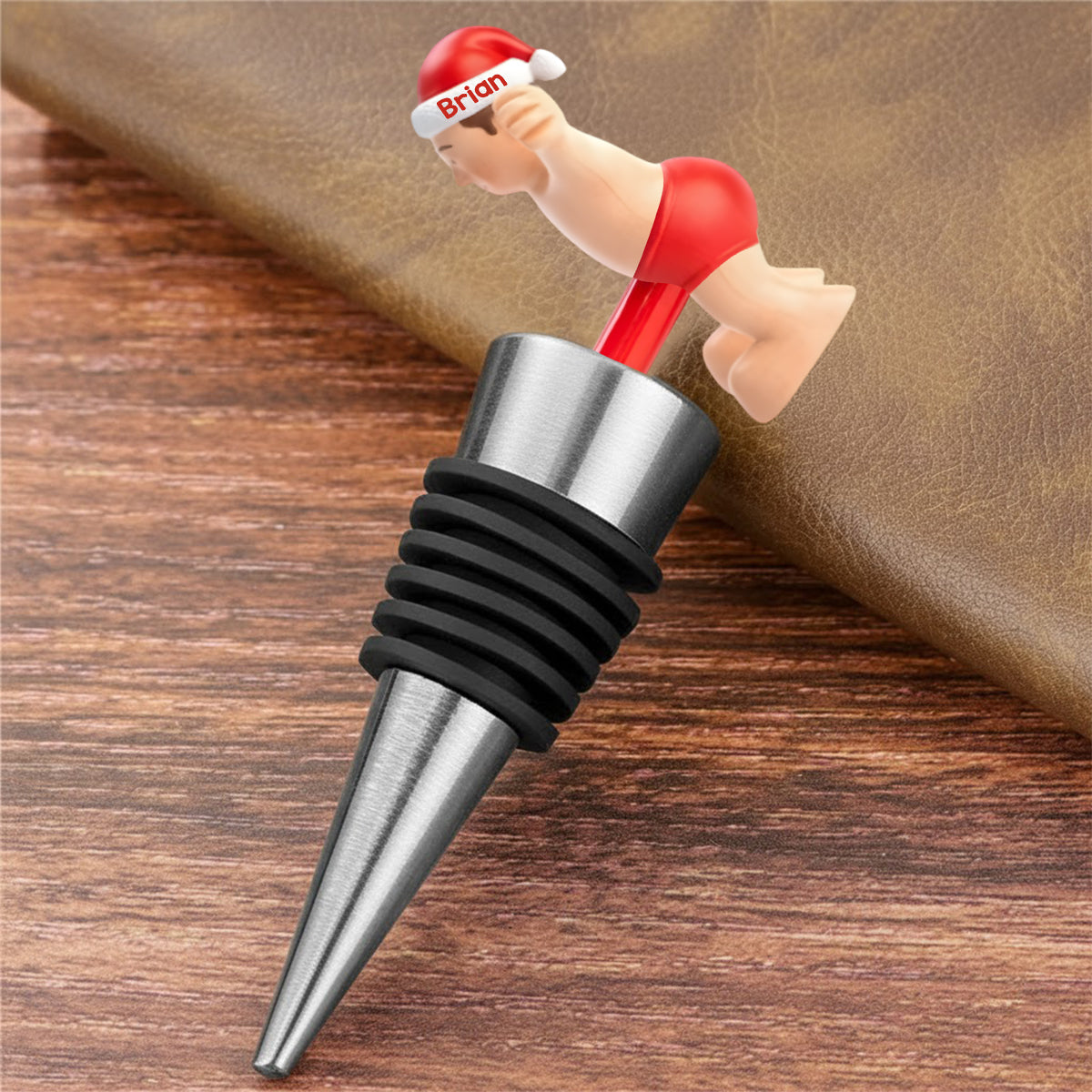 Noël coquin - Le cadeau de Noël idéal pour lui - Bouchon de bouteille personnalisé avec étole de Noël