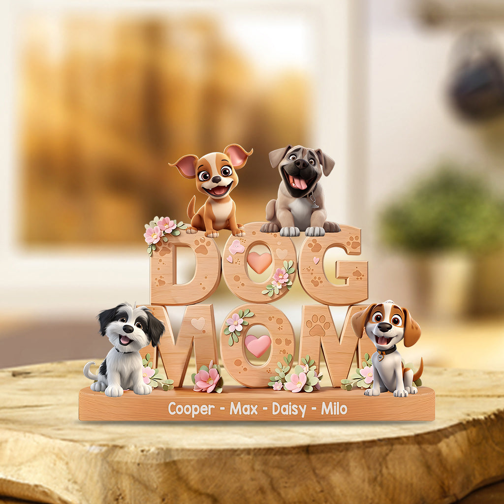 Maman de chien - Plaque acrylique personnalisée en forme de chien