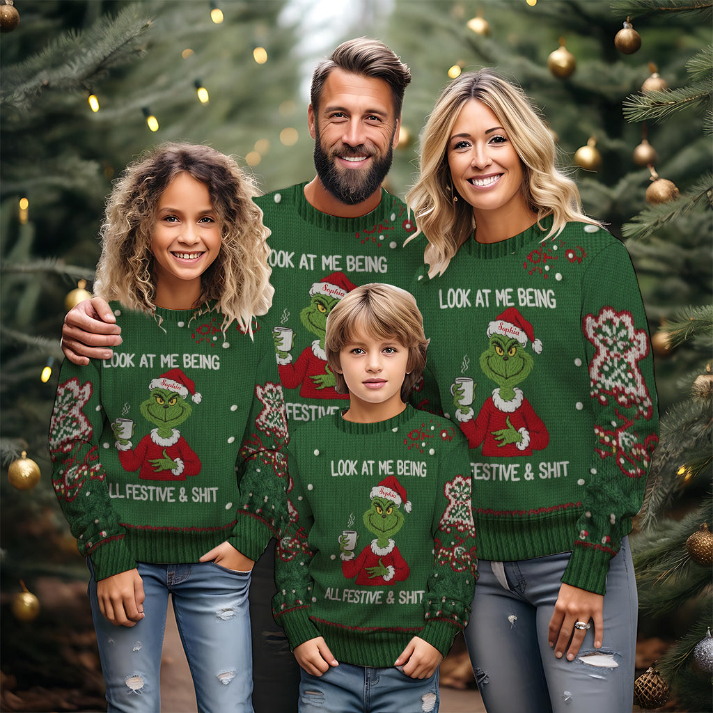 Humeur coquine de Greenmas - Étole de Noël personnalisée Pull moche