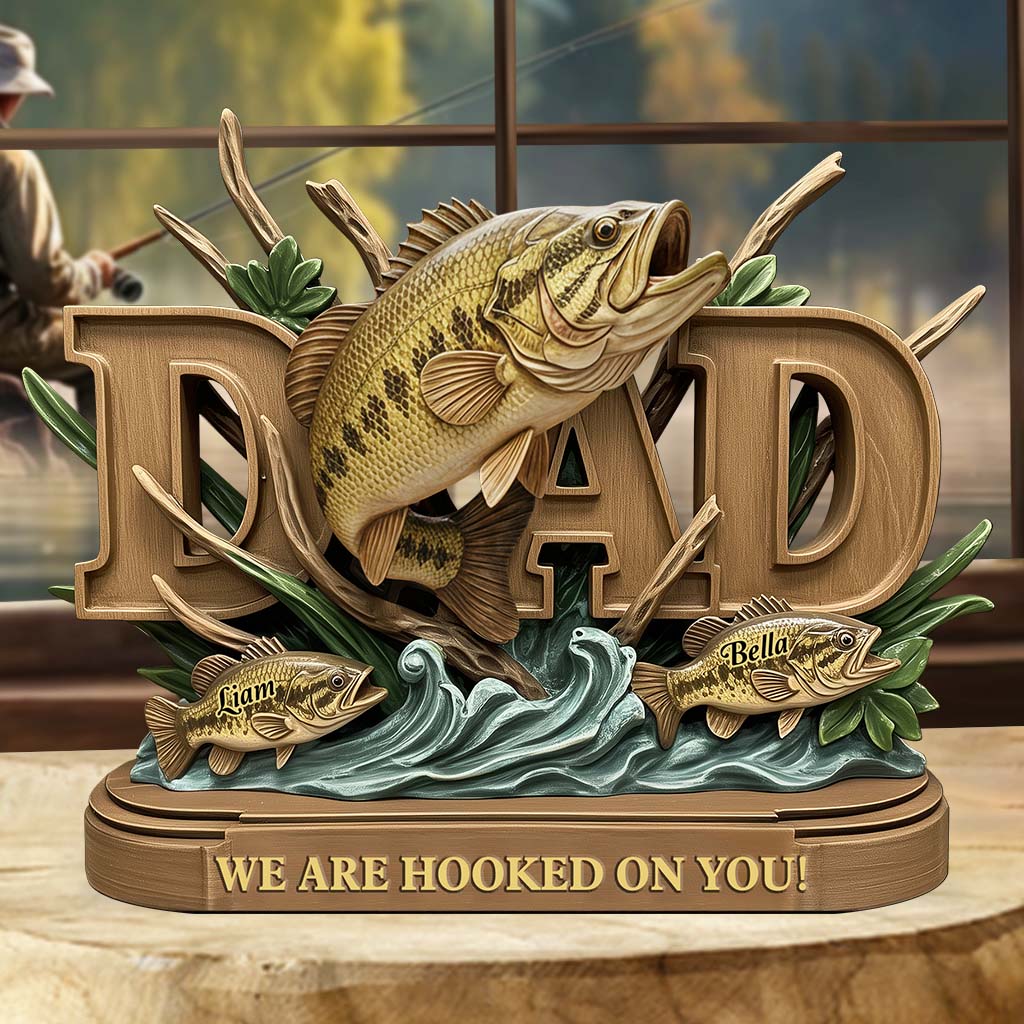 Papa pêcheur - Plaque acrylique personnalisée sur le thème de la pêche