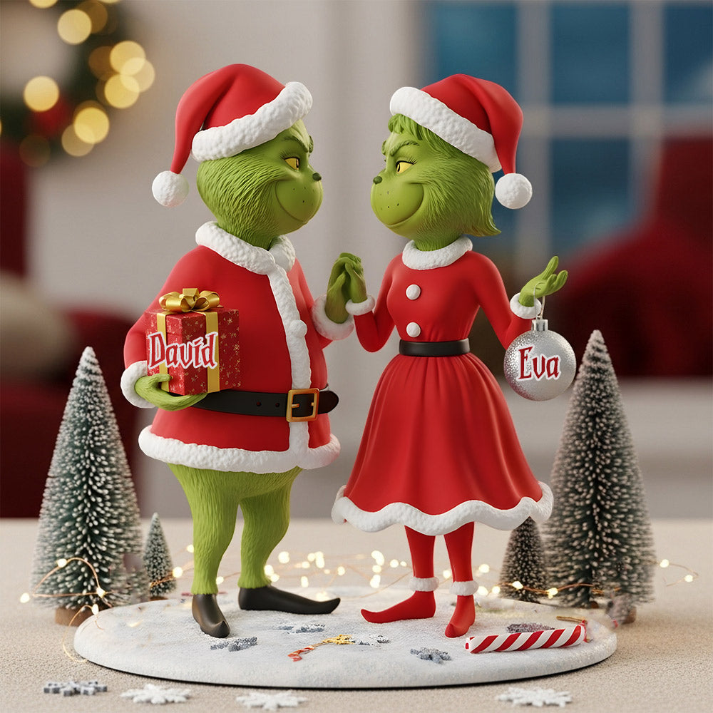 Cadeau pour couple Joyeux Grinchmas - Étole de Noël personnalisée sur plaque acrylique en forme personnalisée